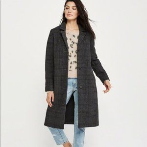 Abercrombie & Fitch Plaid Grey Dad Coat (S)